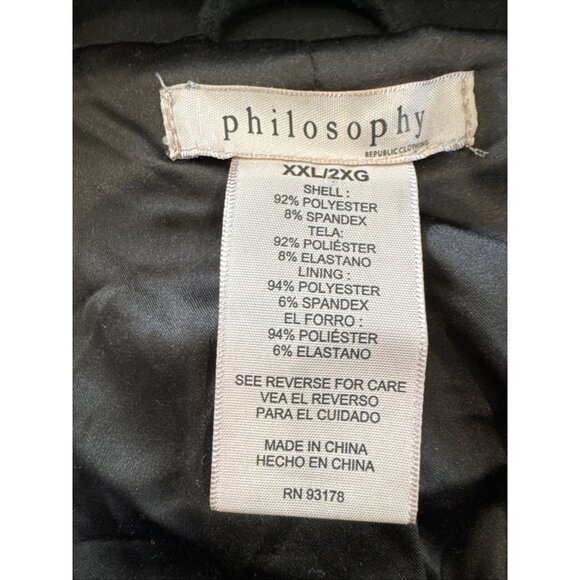 Philosophy Black Womens Motorcycle Jacket 2X Polyester Spandex Blend - Picture 5 of 8